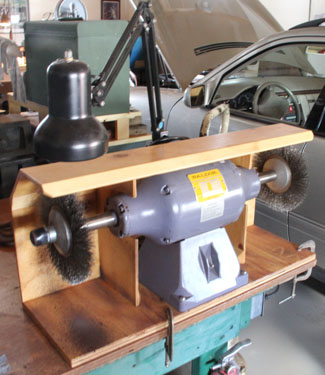 My glorious Baldor buffing machine with wire wheels.